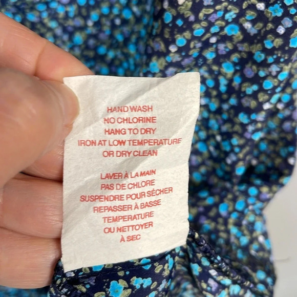 Y2K Vintage 90s Ditsy Floral Spaghetti Strap Slip Dress Blue Tie Empire Waist 9 - Picture 10 of 12